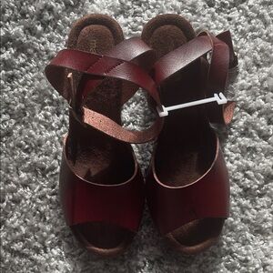 Burgundy Leather Sandals